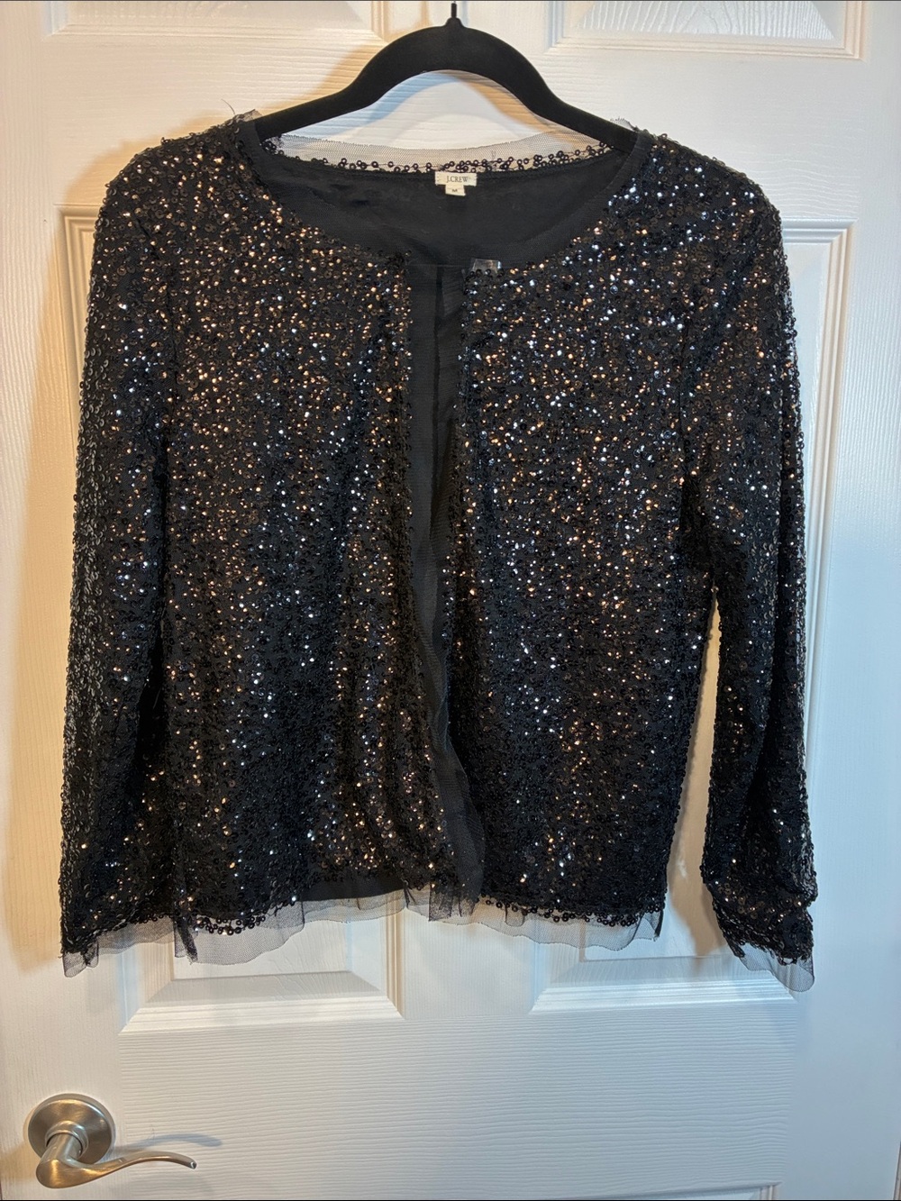 J. Crew Black Sequin Open Cardigan